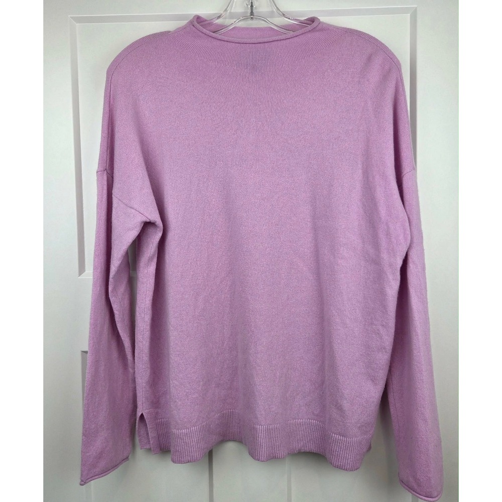 Lands' End 100% Cashmere‎ Mock Roll Neck Sweater Lilac Pink  Womens Small 6-8